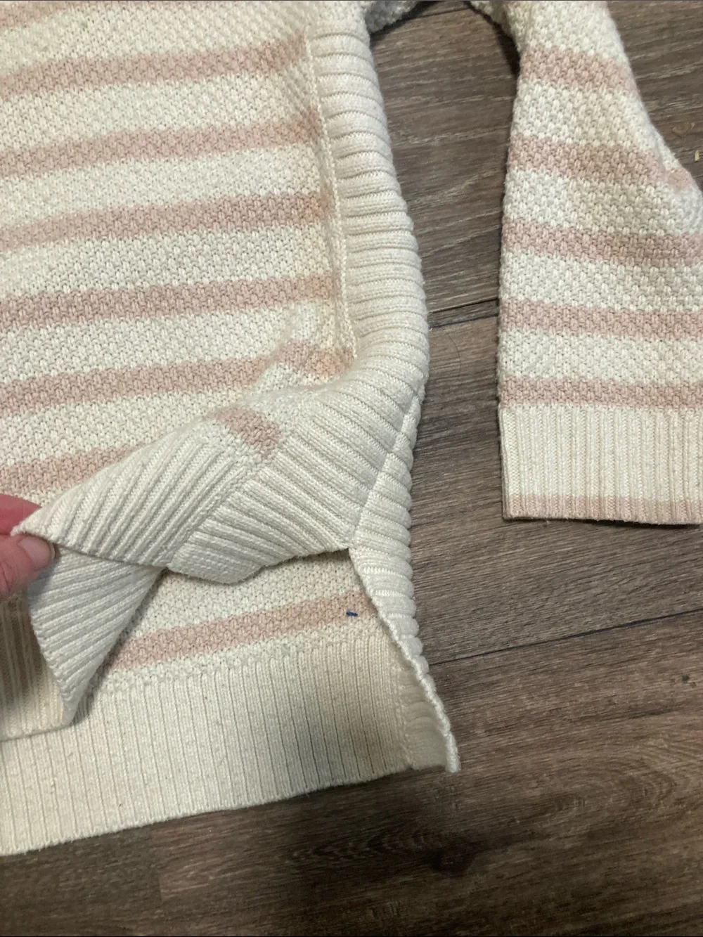 Madewell Cream and Blush Striped Crewneck Sweater size small - Picture 4 of 10